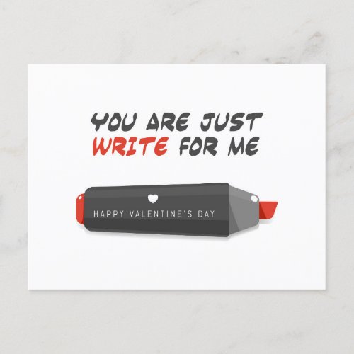 You Are Just Write For Me  Valentines Day Holiday Postcard