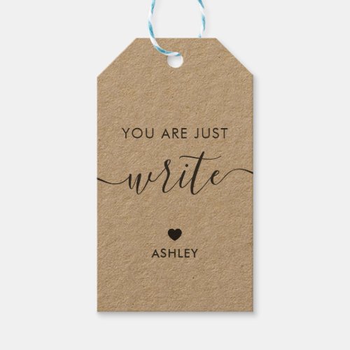 You are Just Write Tag Teacher Appreciation Gift Tags