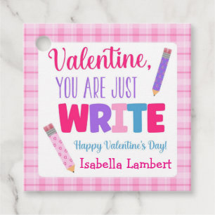 You Are Just Write Valentine's Day Favor Tags