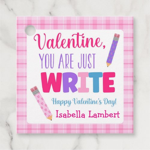 You Are Just Write Valentines Day Favor Tags