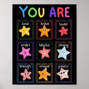 You Are Kind Starfish Back To School Teacher Appre Poster
