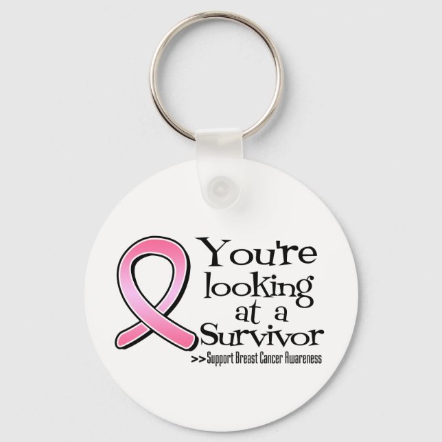 You are Looking at a Breast Cancer Survivor Keychain (Front)