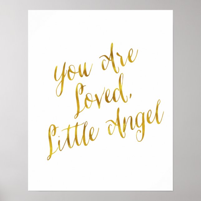 You Are Loved Angel Quote Faux Gold Foil Sparkly Poster (Front)