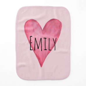 You are Loved Baby Girl's Cute Watercolor Hearts Burp Cloth