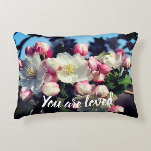 You Are Loved Blossoms Inspirational  Accent Pillow