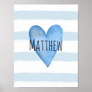 You are Loved Blue Heart Baby Boy's Nursery Poster