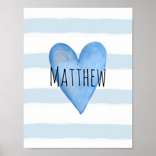 You are Loved Blue Heart Baby Boys Nursery Poster