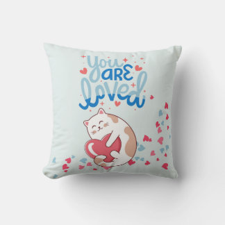 You Are Loved Cats Throw Pillow