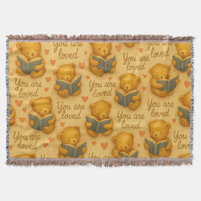 You Are Loved – Cozy Bear Throw Blanket for Kids (Front)