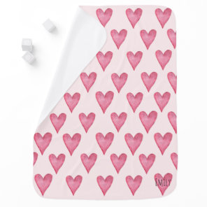 You Are Loved Customizable Heart Baby Girl's Stroller Blanket