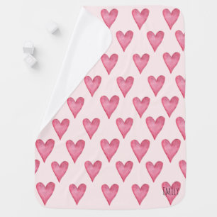 You Are Loved Customizable Heart Baby Girl's Stroller Blanket