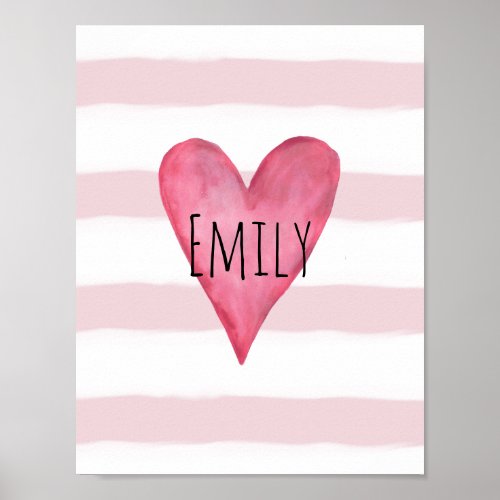 You are Loved Customizable Pink Heart Baby Girls Poster