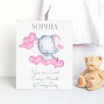 You are Loved Cute Baby Girl Elephant Personalized Canvas Print<br><div class="desc">Personalize this cute canvas print for your baby girl's nursery or bedroom. The design features a sweet baby girl elephant with pink ears, surrounded by pink love hearts. The wording reads "[your name] You are Loved every minute of every day". The template is set up for you to add your...</div>