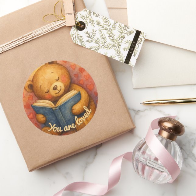 You Are Loved – Cute Bear Round Sticker (Gifting)