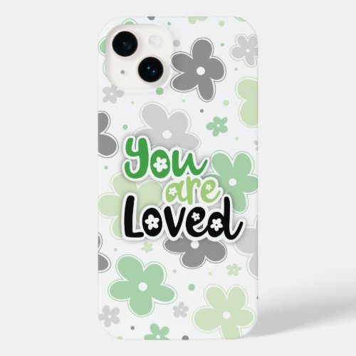You Are Loved Flowers Aro Pride Lettering iPhone 14 Plus Case
