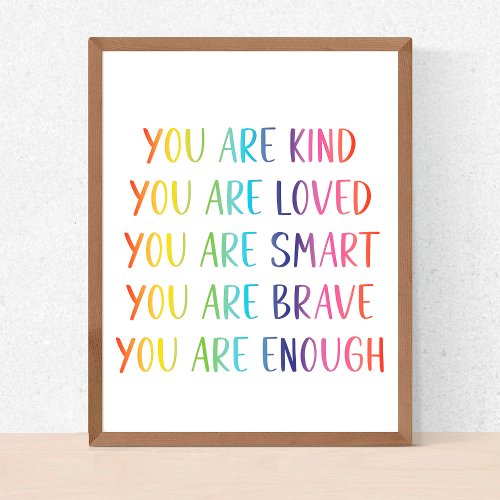 You Are Loved Fun Rainbow Affirmations Nursery Poster