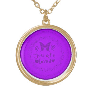 You Are Loved Gold Round Pendant Necklace
