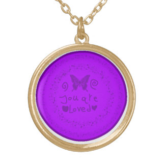 You Are Loved Gold Round Pendant Necklace 