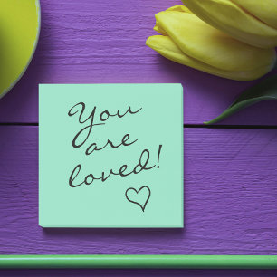 You Are Loved Green with Heart Positive Post-it Notes