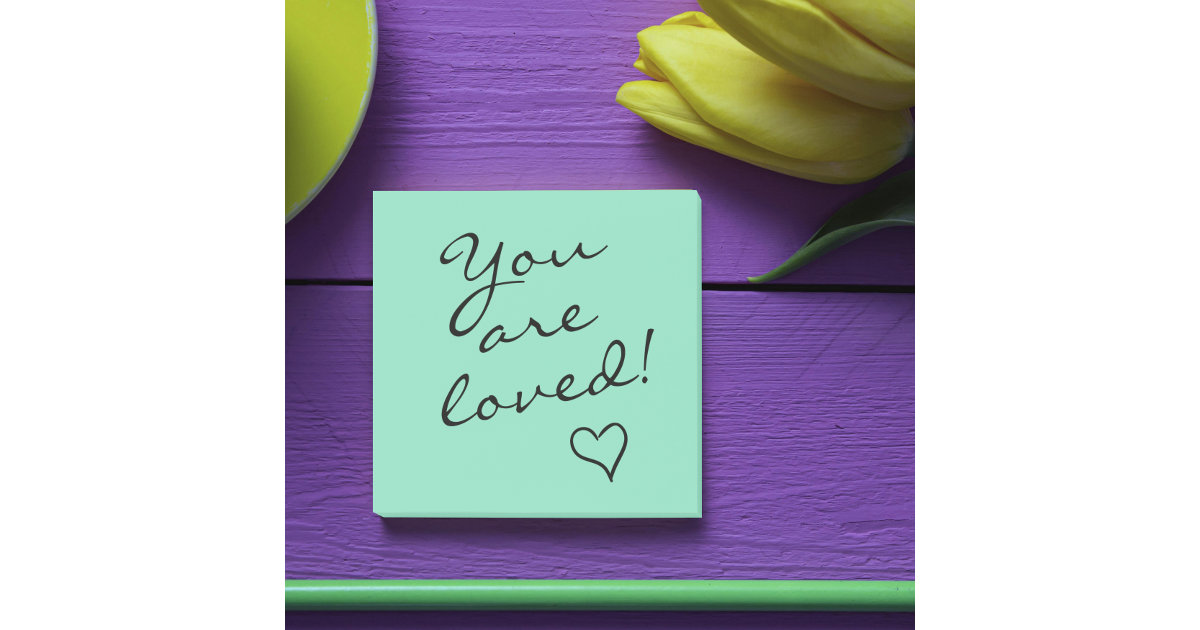 You Are Loved Green with Heart Positive Post-it Notes