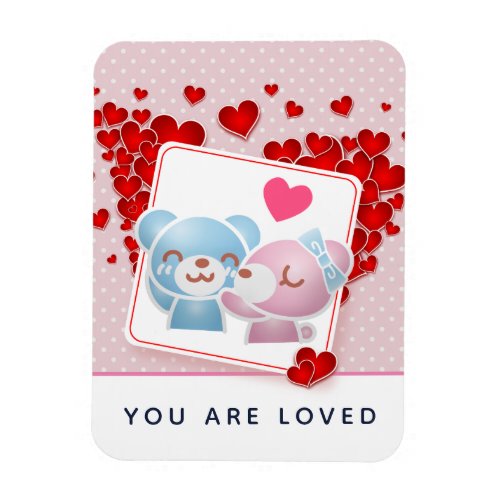 You are Loved Kissing Bears on Polka Dots Magnet