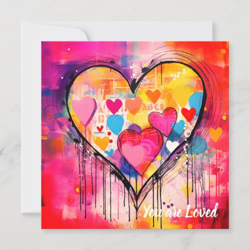 You are Loved Mixed Media Heart Valentines Day Invitation