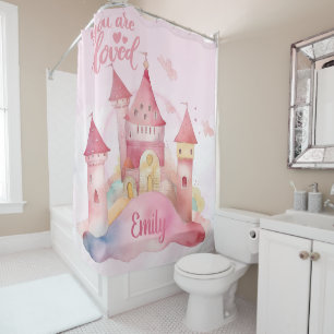 You are Loved Palace Pink Cloud customizable Shower Curtain