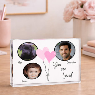 You Are Loved Personalized Photo Heart Balloons Acrylic Award