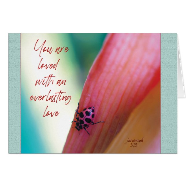 You are loved  Pink ladybug Parakaleo note card (Front Horizontal)
