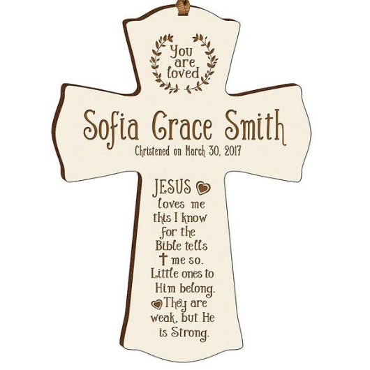 You Are Loved Quote Christened Cross Ornament (Front)
