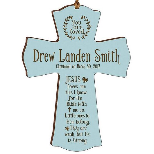 You Are Loved Quote Christening Cross Ornament (Front)