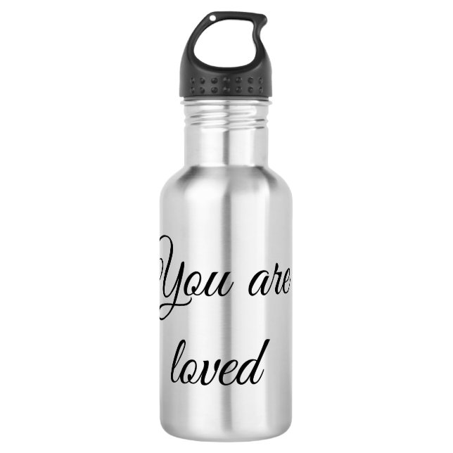 You are loved sun motivation quote mindful blessed stainless steel water bottle (Front)