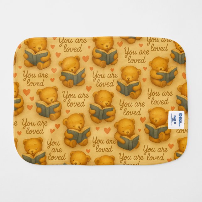 You Are Loved – Teddy Bear Burp Cloth (Back Horizontal)
