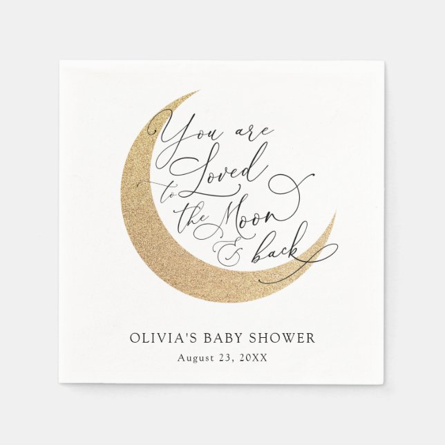 You are Loved to the Moon Baby Shower Napkins (Front)
