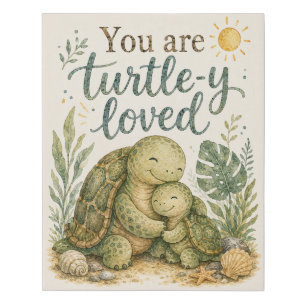 You Are Loved Turtles Faux Canvas Print