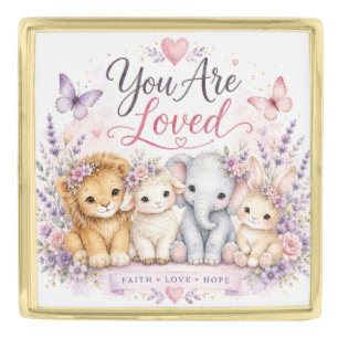 You Are Loved Watercolor Faith Necklace Inspirat Gold Finish Lapel Pin