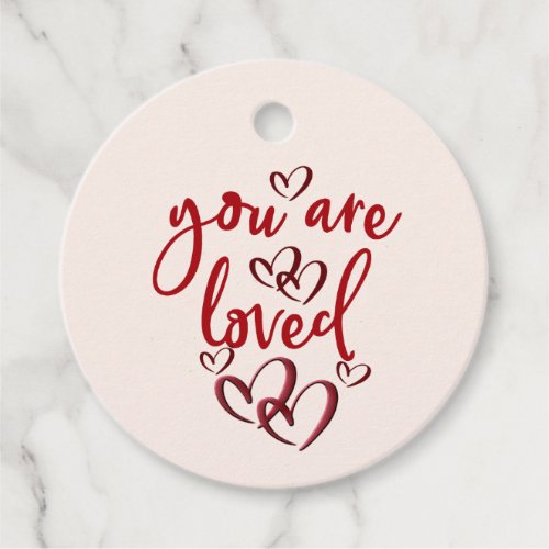 You are loved with  Modern Scribble Hearts Favor Tags