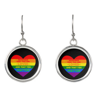You are loved You matter (LGBT flag heart) Earrings
