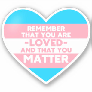 You are loved You matter (Trans flag heart) Sticker