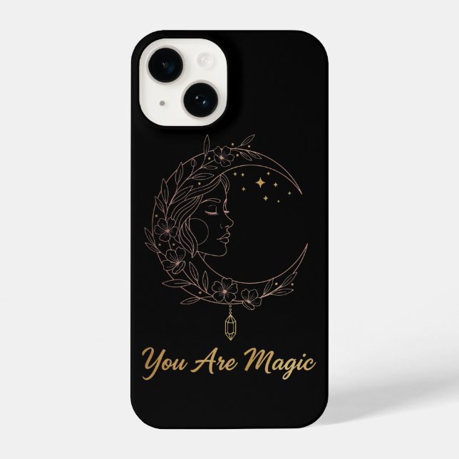You Are Magic - Celestial Moon Goddess Black iPhone Case (Back)