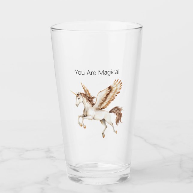 You Are Magical Pegasus Unicorn Glass (Front)