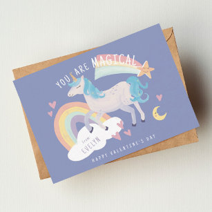 You Are Magical Unicorn and Rainbow Valentine Note Card