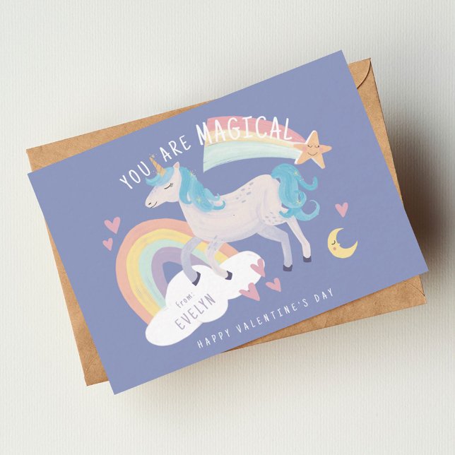 You Are Magical Unicorn and Rainbow Valentine Note Card (Creator Uploaded)