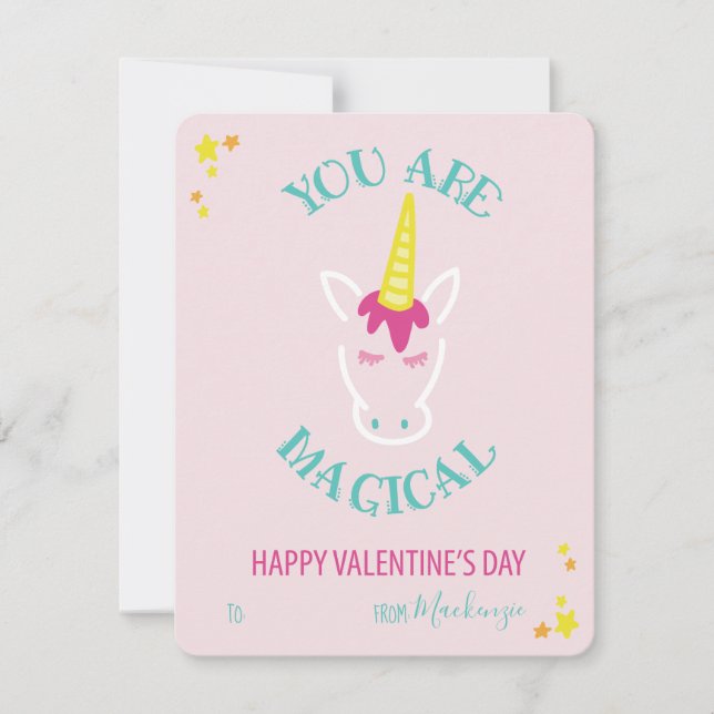 You Are Magical Unicorn Classroom Valentine Holiday Card (Front)