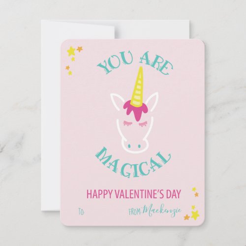 You Are Magical Unicorn Classroom Valentine Holiday Card