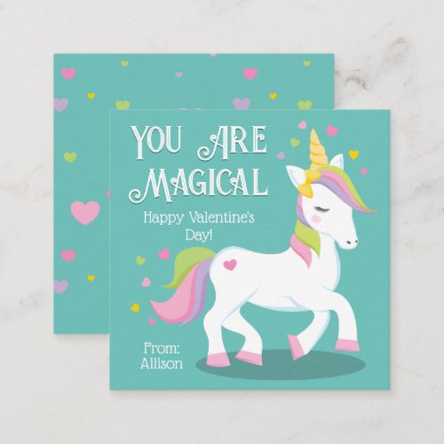 You Are Magical Unicorn Classroom Valentines Day Note Card