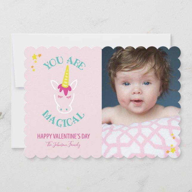 You Are Magical Unicorn Photo Valentine Card (Front)