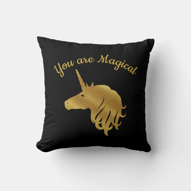 You are Magical Unicorn Pillow in Black (Front)