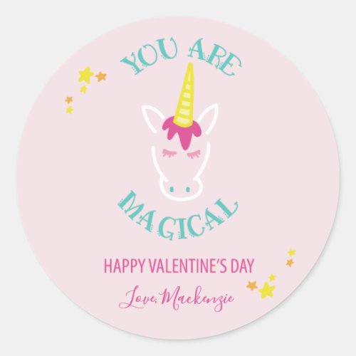 You Are Magical Unicorn Valentines Day Classic Round Sticker