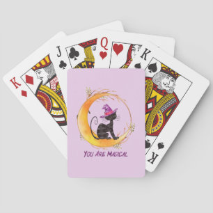 You Are Magical – Witch Black Cat on Crescent Moon Poker Cards